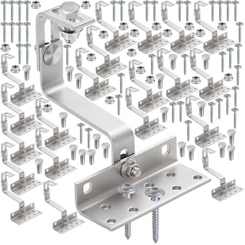 doitBau Montageset Ziegeldachhaken für 5 Solarmodule – 20x Haken, 40x Holzschrauben, 20x Muttern, 20x Sechskantschraube Kopf 17 mm – Sechskantkopf 17, Profilkanal 17.5 mm – von doitBau