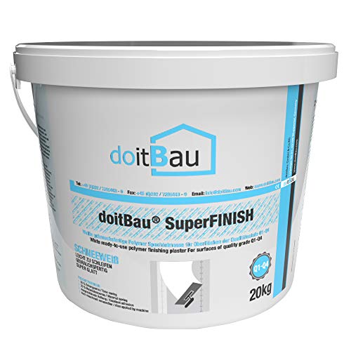 doitBau SuperFINISH Glätt- und Füllspachtel 20kg Eimer Profi Feinspachtelmasse gebrauchsfertig Glättspachel - superglatt - strahlend weiß - glätten und füllen - Wandfüller Wandspachtelmasse von doitBau