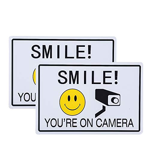 dojune - 2 Stück Smile You're On Camera Schild, Videoüberwachungsschild, Warnung für CCTV dojune - 2 Stück Smile You're On Camera Schild, Videoüberwachungsschild, Warnung für CCTV von dojune