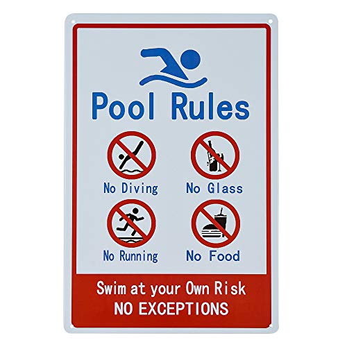 dojune - 2012 cm Schwimmbadregeln Schilder "Swim at Your Own Risk", vorgebohrt, einfach zu montieren. von dojune