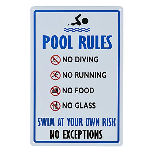 dojune - Pool Rules Schild mit Aufschrift "No Diving No Running No Food No Glass", einfach zu montieren. von dojune