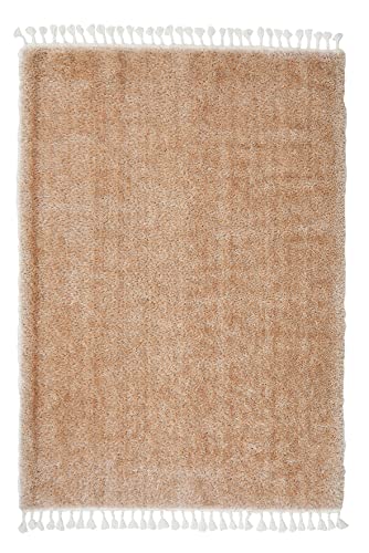 dolce vita Teppich Wohnzimmer Shaggy Teppich Hochflor Teppich Grau Langflor Teppich Kinderzimmer Modern Bunte Batik Teppich Jugendzimmer Flauschiger Teppich Groß (Beige, 120x50 cm) von dolce vita