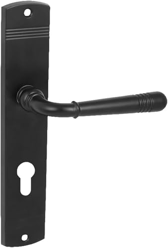 Domino Türgriff 72 Drückergarnitur PZ - Profilzylinder Set Türklinke für Zimmertür, Bürotür, Kellertür & Innentü L-Form Türdrücker-Set aus Znal Schwarz Türdrückergarnitur LOFT BLACK von Domino