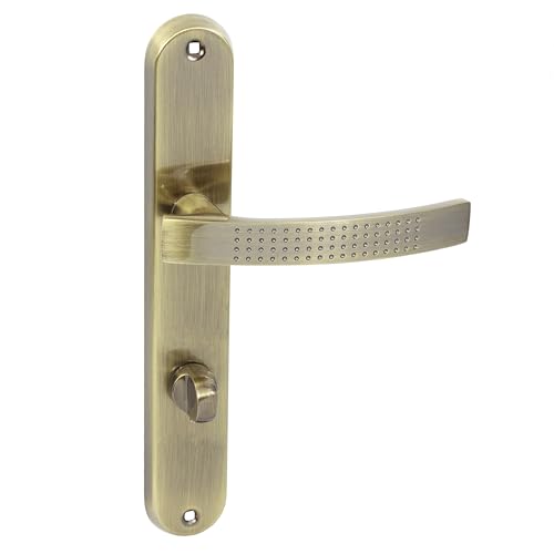domino Türgriff 78 Drückergarnitur WC - Badezimmer Set Links & Rechts Türbeschlag für WC/Badezimmertüren L-Form Türbeschläge aus Aluminium Bronze Türdrückergarnitur ALMA ECO M3 von domino