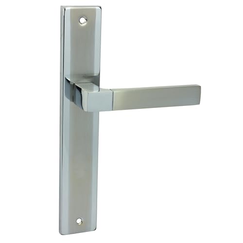domino Türgriff Blind Drückergarnitur Langschildgarnitur Türklinke für Zimmertür, Bürotür, Kellertür & Innentür L-Form Türbeschläge aus Aluminium Chrom - Nickel REAL M6/M9 von domino