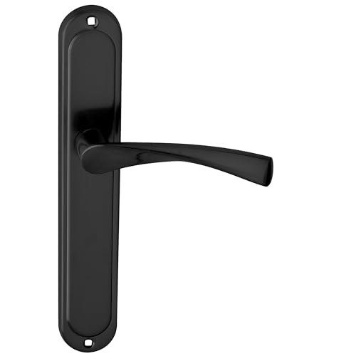domino Türgriff Blind Drückergarnitur Langschildgarnitur Türklinke für Zimmertür, Bürotür, Kellertür & Innentür L-Form Türbeschläge aus Aluminium schwarz Türdrückergarnitur ROMANA BLACK von domino