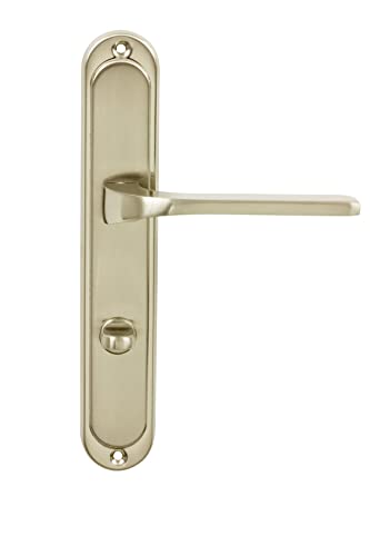 domino Türgriff TIPO M9 WC-Bad 78, Aluminium Drückergarnitur für Zimmertüren, Türgriffe, Langschildgarnitur, Türdrücker-Set, Türbeschläge, Haustürgriff, Ziehgriff, Nickel von domino