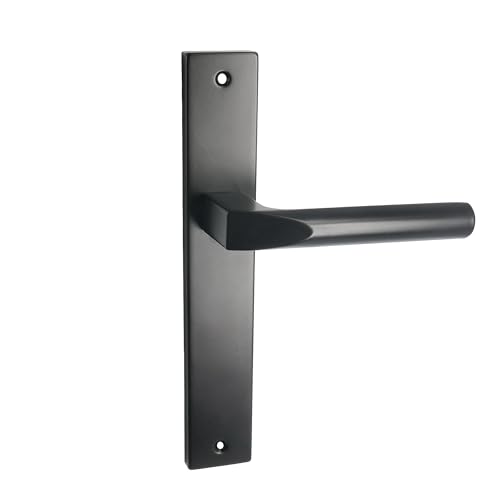 Domino Türgriff Blind Drückergarnitur Langschildgarnitur Türklinke für Zimmertür, Bürotür, Kellertür & Innentür L-Form Türbeschläge aus Aluminium Schwarz Türdrückergarnitur CONO BLACK von domino