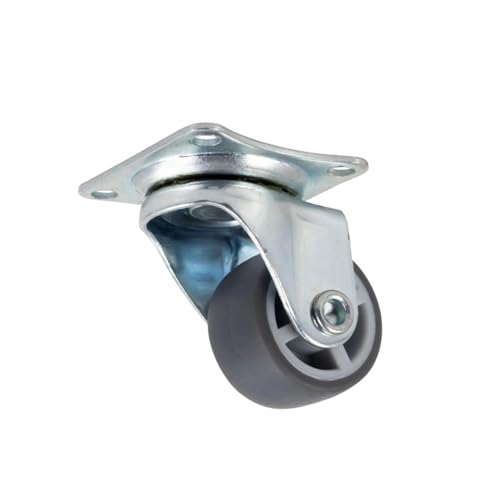 Möbelrolle mit Platte, 30mm/15kg, Gummi | Möbelroller | Rollen für Möbel, Bürostuhl, Beistellbett, Schreibtischstuhl, Hocker | Stuhl-Rollen | Doppelrollen | Schwarz von domino