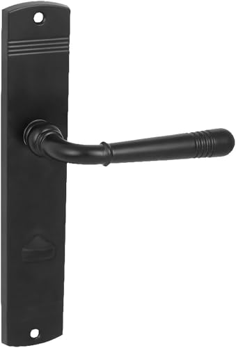 Domino Türgriff 78 Drückergarnitur WC - Badezimmer Set Links & Rechts Türbeschlag für WC/Badezimmertüren L-Form Türklinke aus Znal Schwarz Türdrückergarnitur LOFT BLACK von Domino