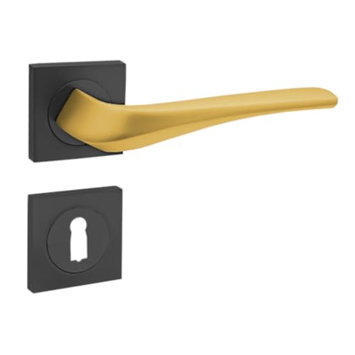 domino Türgriff Drückergarnitur BB-Buntbart Set quadratische Rosette Türklinke für Zimmertür, Bürotür Türbeschläge aus Aluminium Schwarz/Gold Türdrückergarnitur ADEL-QR BLACK/K-GOLD MATT domino Türgriff Drückergarnitur BB-Buntbart Set quadratische Rosette Türklinke für Zimmertür, Bürotür Türbeschläge aus Aluminium Schwarz/Gold Türdrückergarnitur ADEL-QR BLACK/K-GOLD MATT von domino