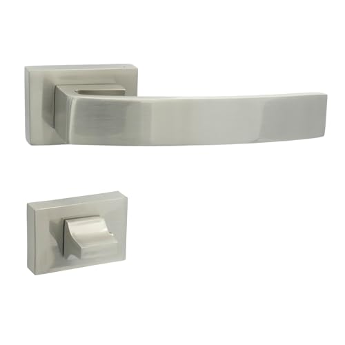 domino Türgriff MINIMAL-QR M9 WC-Bad Drückergarnitur für Zimmertüren Türdrücker-Set Rosetten-Garnitur Türbeschläge/Farbe:Nickel/Material:Legierter Stahl von domino