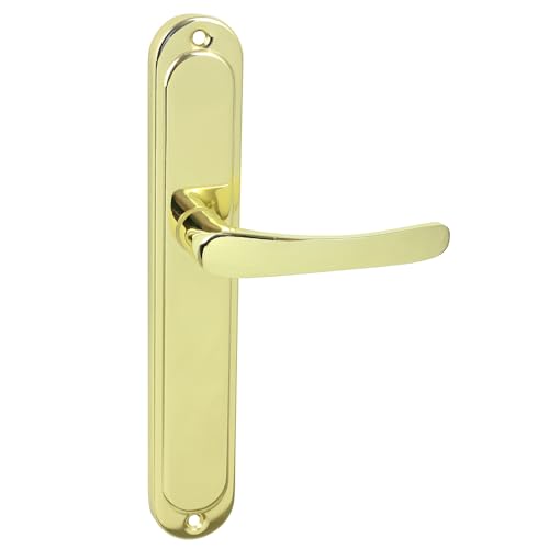 domino Türgriff Blind Drückergarnitur Langschildgarnitur Türklinke für Zimmertür, Bürotür, Kellertür & Innentür L-Form Türbeschläge aus Aluminium Gold Türdrückergarnitur NOVA 1 von domino