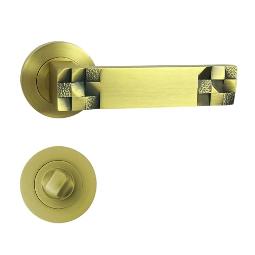 domino Türgriff Drückergarnitur WC -Badezimmer Set Rund-Rosette Türklinke für Bürotür, Kellertür & Innentür Türbeschläge aus Znal Bronze matt Türdrückergarnitur TORO-R M3/MATT von domino