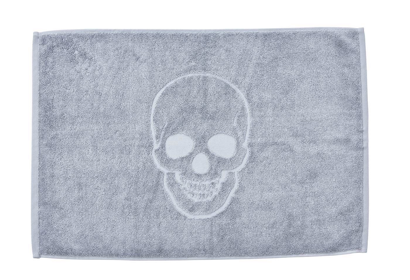 Badematte Skull Totenkopf Frottierserie Duschmatte 50 x 70 cm Badvorleger done.®, Höhe 10 mm, Frottee, Walk-Frottee, Totenkopf-Motiv, beidseitig nutzbar, Baumwolle, Rechteckig, Totenkopf von done.®