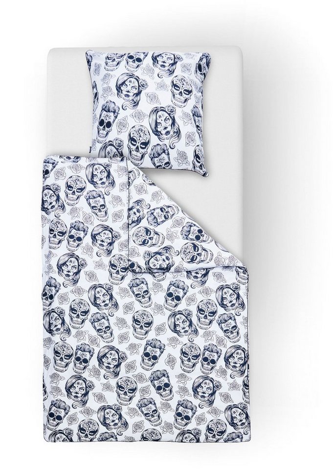 Bettwäsche Skulls, done.®, Mako-Satin, beidseitig bedruckte Bettwäsche mit Keder von done.®