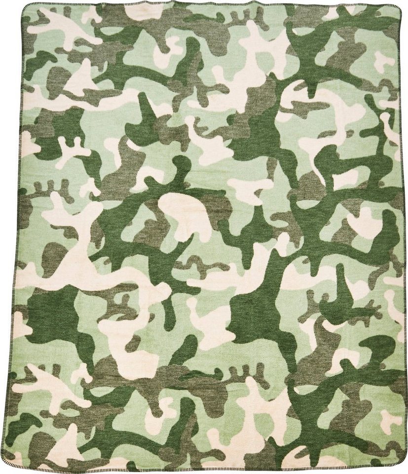 Wohndecke Camouflage, done.®, Wohndecke mit einfassender Ziernaht, Kuscheldecke von done.®
