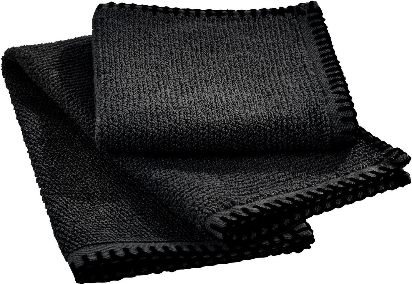 done.® Handtuch Set Deluxe Prime, Zwirnfrottee (Set, 4-St), mit einfassender Ziernaht in schwarz von done.®