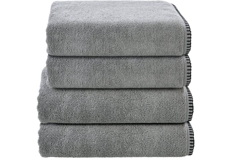 done.® Handtuch Set Deluxe Prime 2xHandtücher (50x100 cm), 2x Duschtücher (70x140 cm), Zwirnfrottee (Set, 4-St), mit einfassender Ziernaht in schwarz von done.®