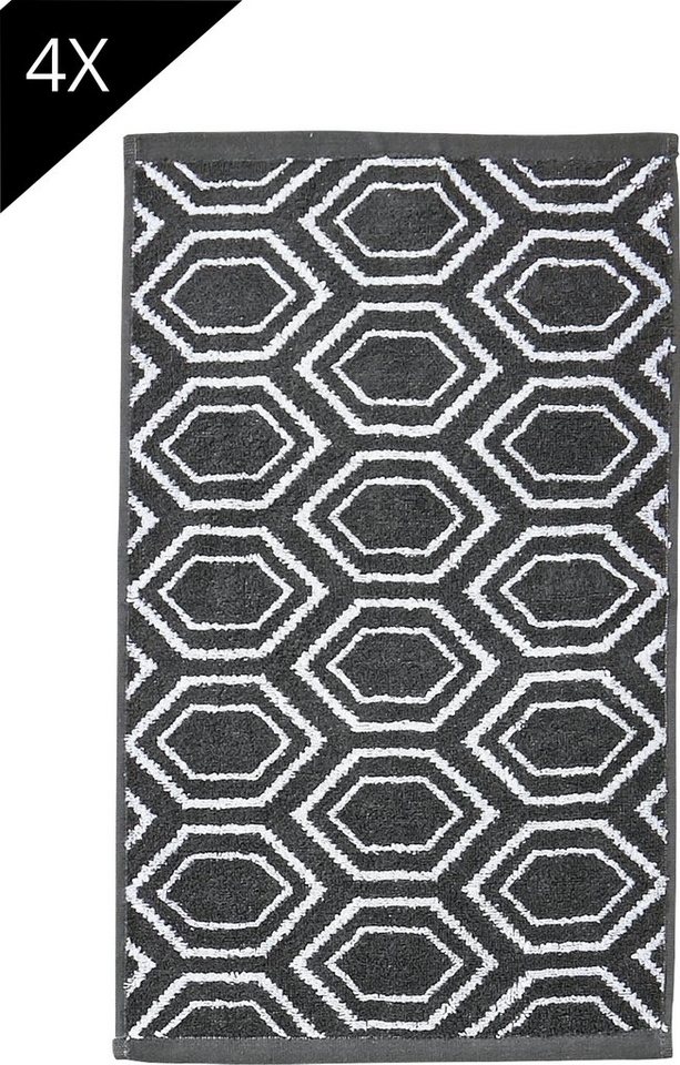 done.® Handtuch Set Ethno 4x Gästetücher (30x50 cm), Jacquard-Walkfrottier (Set, 4-St), Gästehandtücher, Jacquardgewebe, modernes Muster von done.®