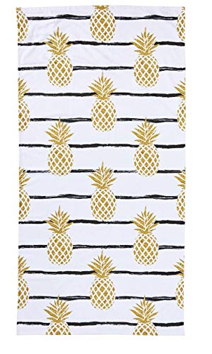 done. Strandtuch CASE in 7 Designs 100% Reine Baumwolle Hamam Wellness weiß Gold Ananas 90 cm x 180 cm Pineapple von done.