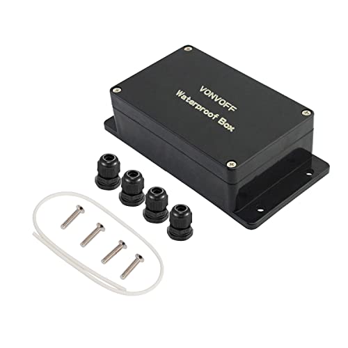 VONVOFF Power Abzweigdose, IP65 staubdichter wasserdichter ABS Plastik Elektronische Gehäuse Box, Projektkasten,Gehäuse mit festem Loch und 4pcsx M16 Kabelverschraubung,(158x90x60mm,Black) von donjon