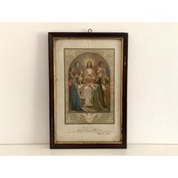Antiker Druck, Original Rahmung. Das Letzte Abendmahl Im Dunkelbraun & Gold Lackierten Rahmen. Heiligenbild Datiert 1908, 1. Hl. Kommunion Antiker Druck, Original Rahmung. Das Letzte Abendmahl Im Dunkelbraun & Gold Lackierten Rahmen. Heiligenbild Datiert 1908, 1. Hl. Kommunion von doobidooVintiques