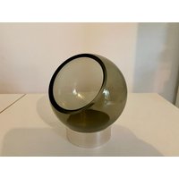 Vintage Rauchglas Kugel-Schale/Vase, Frei Liegend Auf Versilbertem Standring. Deko-Kristallglas Kugel, Maxi Party Knabbereien-Spender 70Er von doobidooVintiques