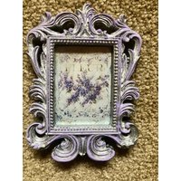 Lavendel Blumen Vintage Bild Miniatur Mini Silber Rahmen Tier Tablett Shabby Chic Handmade Doodaba von doodaba