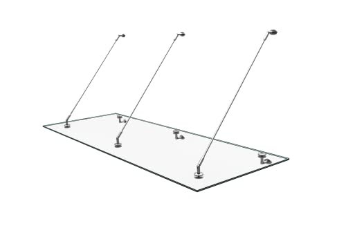 doporro Vordach Überdachung VSG mit SGP Folie VDG02K Maße:90x250cm 3 Edelstahl Haltestangen Transparentes Glasvordach Regenschutz für Haustür von doporro