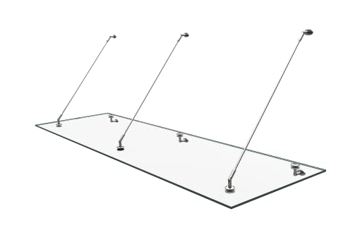 doporro Vordach Überdachung VSG mit SGP Folie VDG02K Maße:90x300cm 3 Edelstahl Haltestangen Transparentes Glasvordach Regenschutz für Haustür von doporro