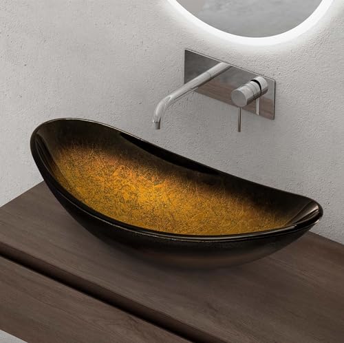 doporro Waschbecken Glas Aufsatzwaschbecken BxTxH: 53,5x35,5x16cm in Golden Waschplatz Handwaschbecken Waschtisch Minerva08 doporro Waschbecken Glas Aufsatzwaschbecken BxTxH: 53,5x35,5x16cm in Golden Waschplatz Handwaschbecken Waschtisch Minerva08 von doporro