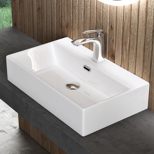 doporro Waschbecken keramik Aufsatzwaschbecken Hängewaschbecken Waschtisch mit Nano-Bechichtung 60x36x13 cm Weiß doporro Waschbecken keramik Aufsatzwaschbecken Hängewaschbecken Waschtisch mit Nano-Bechichtung 60x36x13 cm Weiß von doporro
