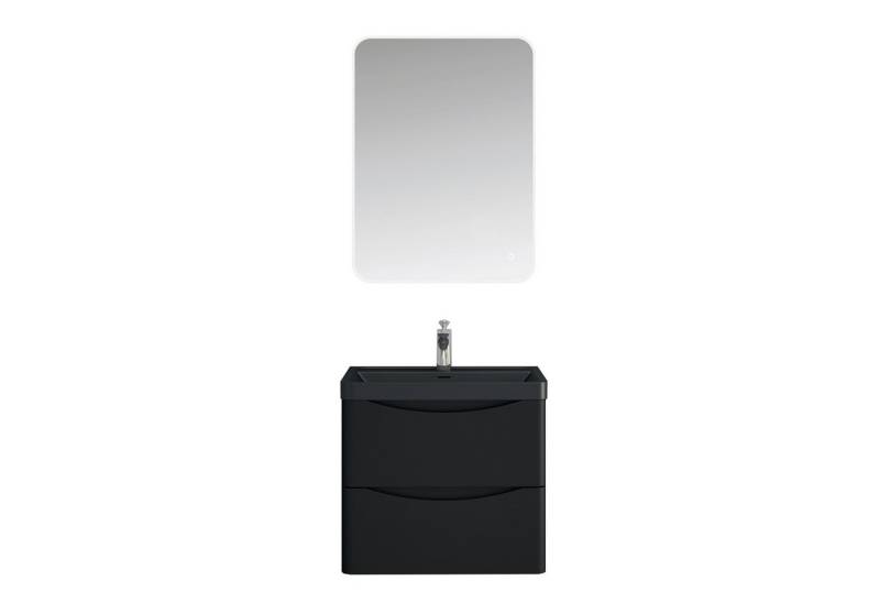 doporro Badezimmer-Set Waschbeckenunterschrank Wandmontage Mineralguss-Waschbecken Smile von doporro