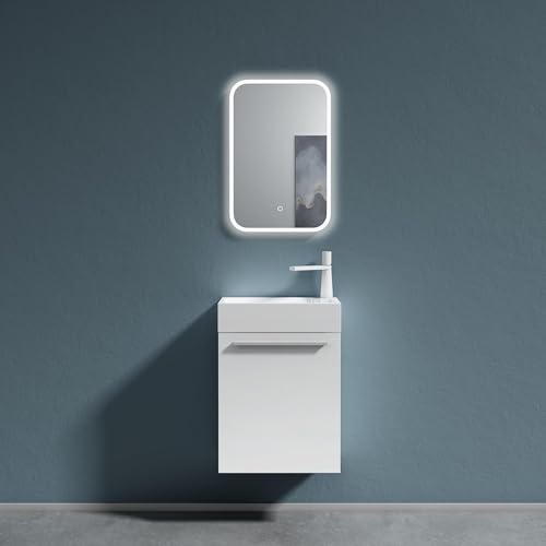 doporro Badezimmer-Set Waschplatz Badmöbel-Set Gäste WC Waschbecken Waschtisch mit Unterschrank in matt weiß Waschbeckenunterschrank 46x26x63cm Pisa doporro Badezimmer-Set Waschplatz Badmöbel-Set Gäste WC Waschbecken Waschtisch mit Unterschrank in matt weiß Waschbeckenunterschrank 46x26x63cm Pisa von doporro