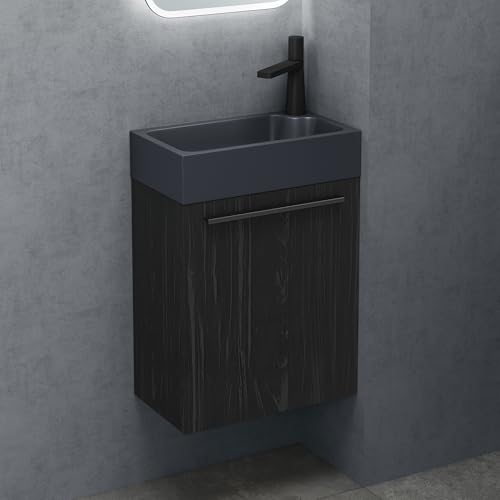 doporro Badezimmerschrank Badmöbel-Set in Schwarz Strukturiert BxTxH: 46x26x63 cm Waschbeckenunterschrank mit Mineralguss-Waschbecken in matt Anthrazit Gäste-WC Wandmontage Pisa doporro Badezimmerschrank Badmöbel-Set in Schwarz Strukturiert BxTxH: 46x26x63 cm Waschbeckenunterschrank mit Mineralguss-Waschbecken in matt Anthrazit Gäste-WC Wandmontage Pisa von doporro