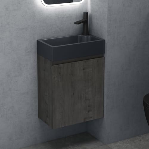 doporro Badezimmerschrank Badmöbel-Set in grau-braun BxTxH: 46x26x63cm Waschtisch mit Unterschrank mit Mineralguss-Waschbecken in matt Anthrazit Gäste-WC Wandmontage Pisa02 doporro Badezimmerschrank Badmöbel-Set in grau-braun BxTxH: 46x26x63cm Waschtisch mit Unterschrank mit Mineralguss-Waschbecken in matt Anthrazit Gäste-WC Wandmontage Pisa02 von doporro