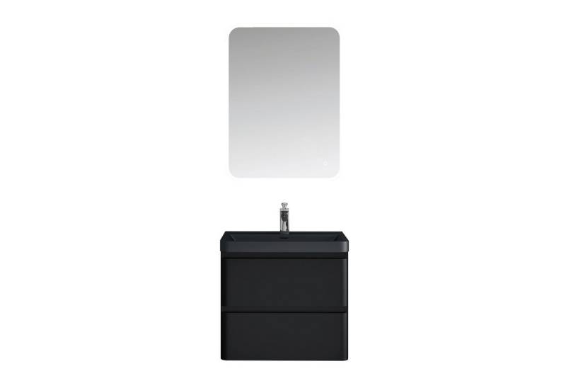 doporro Badmöbel-Set Mineraguss Waschbeckenunterschrank Badezimmer Soft-Close Lucca, Softclose-Funktion von doporro