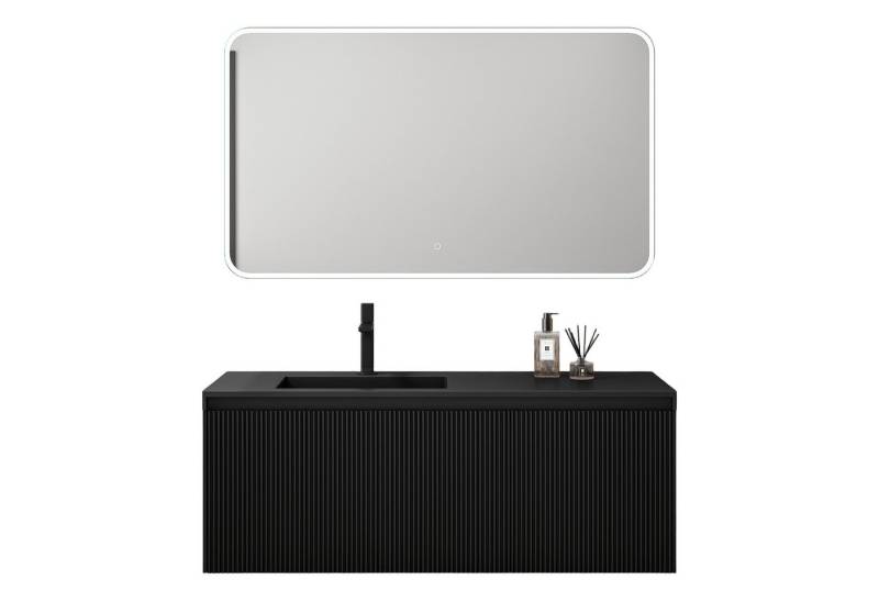 doporro Badmöbel-Set Mineraguss Waschbeckenunterschrank Badezimmermöbel Soft-Close Santa von doporro