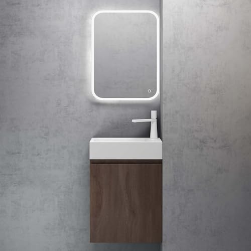 doporro Badmöbel Set Waschtisch mit Unterschrank Waschbecken-Unterschrank für Gäste-WC 46cm in Eiche Stirling Design Waschplatz Wandmontage inkl. LED-Spiegel Pisa 02 doporro Badmöbel Set Waschtisch mit Unterschrank Waschbecken-Unterschrank für Gäste-WC 46cm in Eiche Stirling Design Waschplatz Wandmontage inkl. LED-Spiegel Pisa 02 von doporro