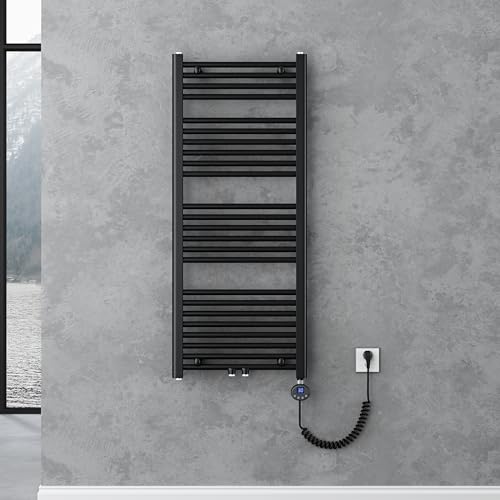 doporro Design Badheizung gerade 120x50cm Anthrazit Röhrenheizkörper Horizontal 2in1 Mittelanschluss oder Seitenanschluss Badheizkörper mit Heizstab 600W von doporro