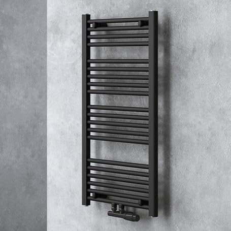 doporro Design Badheizung gerade 120x50cm Anthrazit Röhrenheizkörper Horizontal 2in1 Mittelanschluss oder Seitenanschluss Badheizkörper von doporro