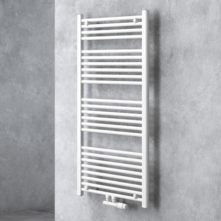 doporro Design Badheizung gerade 120x60cm Weiß Röhrenheizkörper Horizontal 2in1 Mittelanschluss oder Seitenanschluss Badheizkörper von doporro