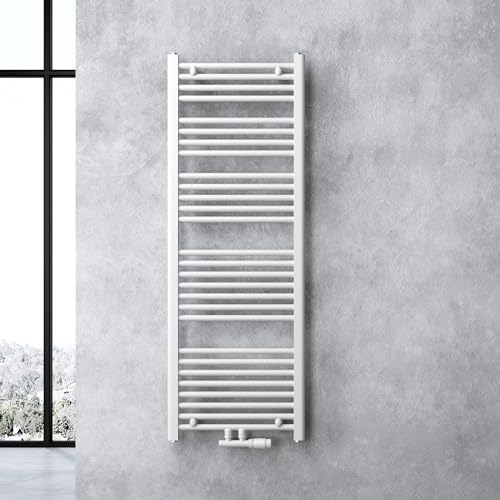 doporro Design Badheizung gerade 140x50cm Weiß Röhrenheizkörper Horizontal Mittelanschluss Bad-Heizkörper von doporro