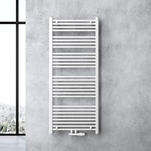 doporro Design Badheizung gerade 140x60cm Weiß Röhrenheizkörper Horizontal Mittelanschluss Bad-Heizkörper von doporro