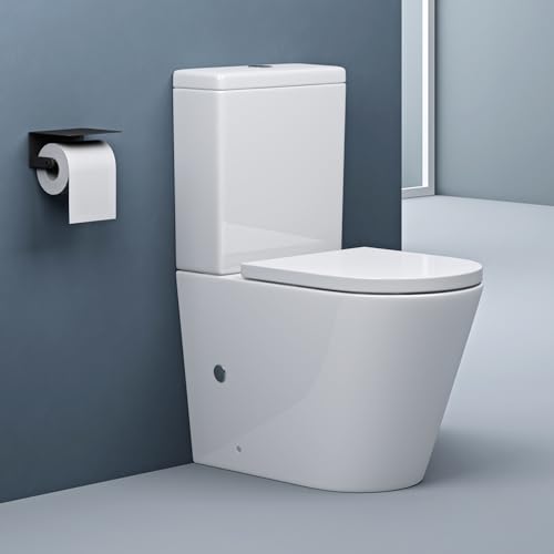 doporro Design Stand wc 108T inkl. Softclose Absenkautomatik 37x65x83cm Stand-Toilette Weiß spülrandlos von doporro