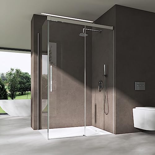 doporro Duschkabine 80x120x195cm mit Duschtasse Schiebetür mit Soft-Close Rechts-oder Linkseinstieg ESG-Sicherheitsglas Klarglas inkl. Nano-Beschichtung Ravenna12K von doporro