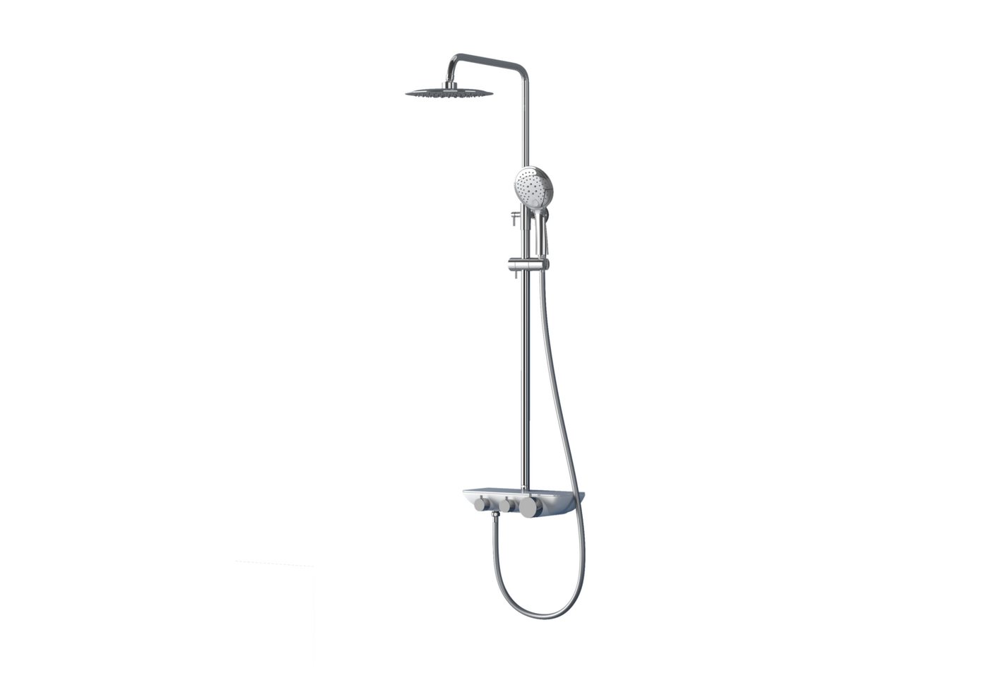 doporro Duschsystem doporro Duschsystem Duschkopf Duscharmatur Regendusche DIN-Anschlüsse, Höhe 119 cm, 3 Strahlart(en), Duschsystem mit Anti Kalk Duschkopf, Aufputz-Brausethermostat von doporro