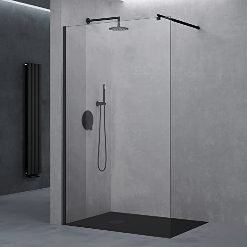 doporro Duschwand Duschtrennwand 100x200 Walk-In Dusche mit Stabilisator aus Echtglas 10mm ESG-Sicherheitsglas Klarglas inkl. Nanobeschichtung von doporro