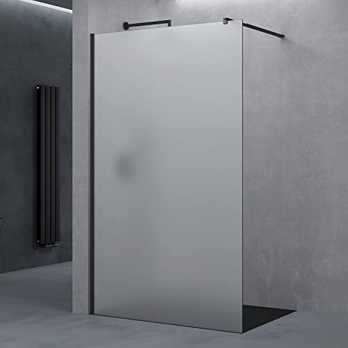 doporro Duschwand Duschtrennwand 120x200 Walk-In Dusche mit Stabilisator aus Echtglas 8mm ESG-Sicherheitsglas satiniert inkl. Nanobeschichtung von doporro